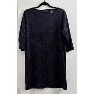 Vintage Y2K No Boundaries Velvet Glitter Shift‎ Shirt Dress Large Black Purple